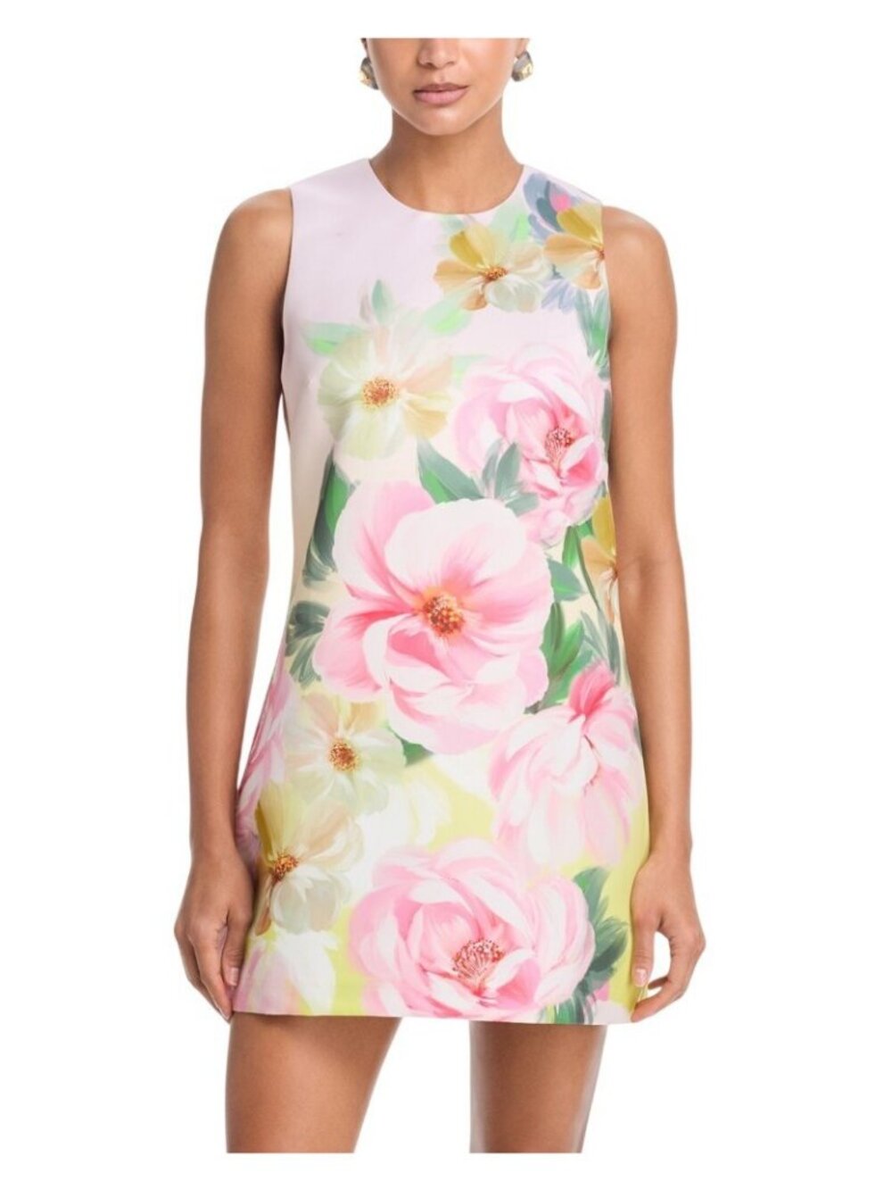 NWT Aqua Placed Floral Shift Mini Dress IDO14626 Pink Multi XS